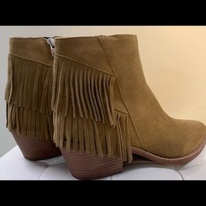 AllSaints Brown Suede Salerno Tassle Fringe Boot